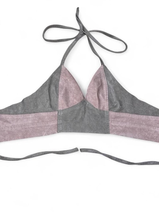 Cotton Candy Other - Cotton Candy Gray & Mauve Two-Tone Triangle Halter Bikini Top